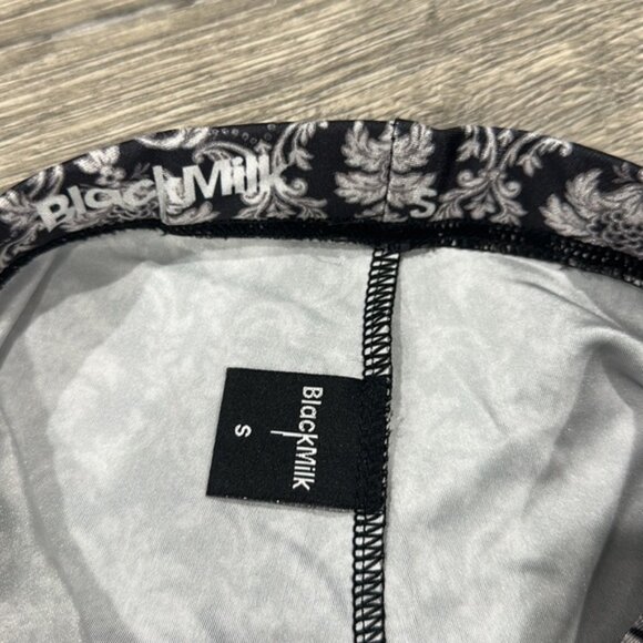 Nwot Blackmilk metallic silver wallpaper retro pattern Sm leggings - Picture 4 of 5